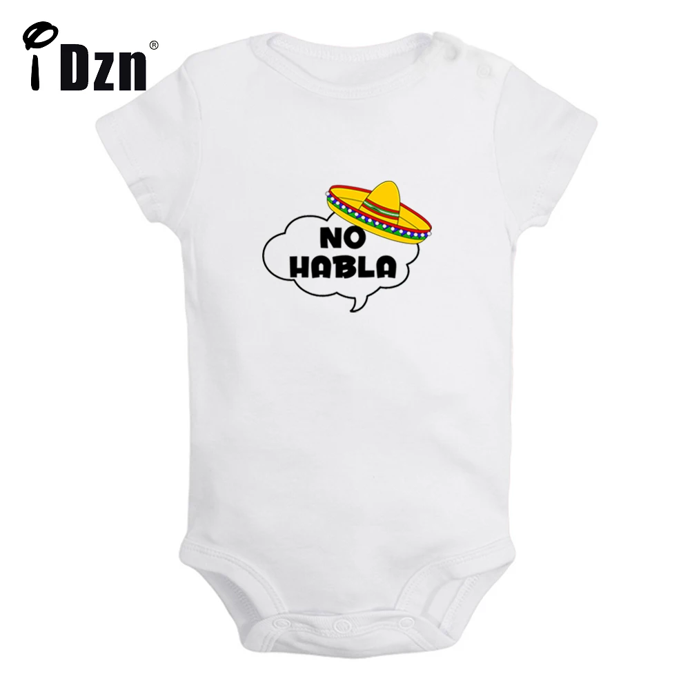 

iDzn NEW No Habla Baby Boys Fun Rompers Baby Girls Cute Bodysuit Infant Short Sleeves Jumpsuit Newborn Soft Clothes