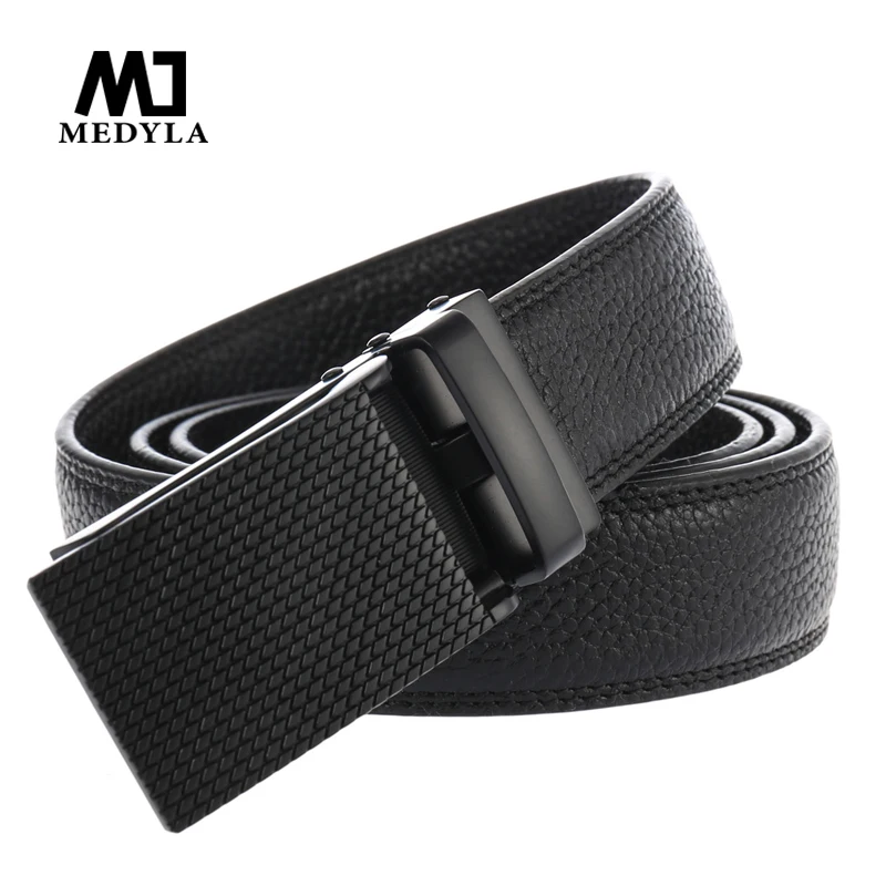 

MEDYLA Classical Automatic Buckle 100% Good Quality Cowskin Genuine Luxury Leather Men's Belts 110-130cm Luxury Belts 3.0 width