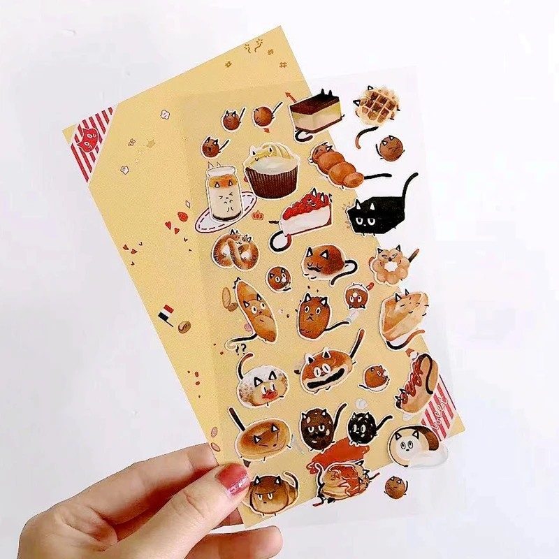 Breakfast Coffee Doughnut Korea Stickers Journaling Cutting Die Bread Cake Diary Planner Decorative Sticker Stationery Craft