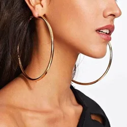 BLIJERY Exaggerated Oversize Metal Hoop Earrings Gold Color Smooth Big Circle Earrings for Women Punk Jewelry Boucles d'oreilles