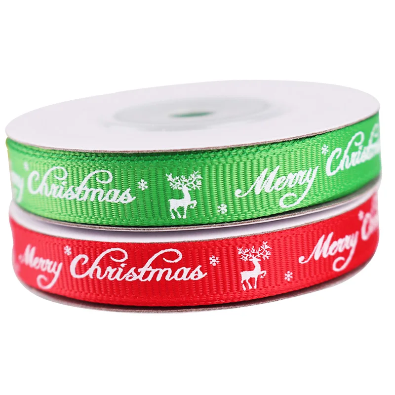 Rollo de cintas para decoración colgante de fiesta, suministros para manualidades, embalaje de regalo hecho a mano, color verde/rojo, de la mejor calidad, 5 yardas/rollo, 10 mm