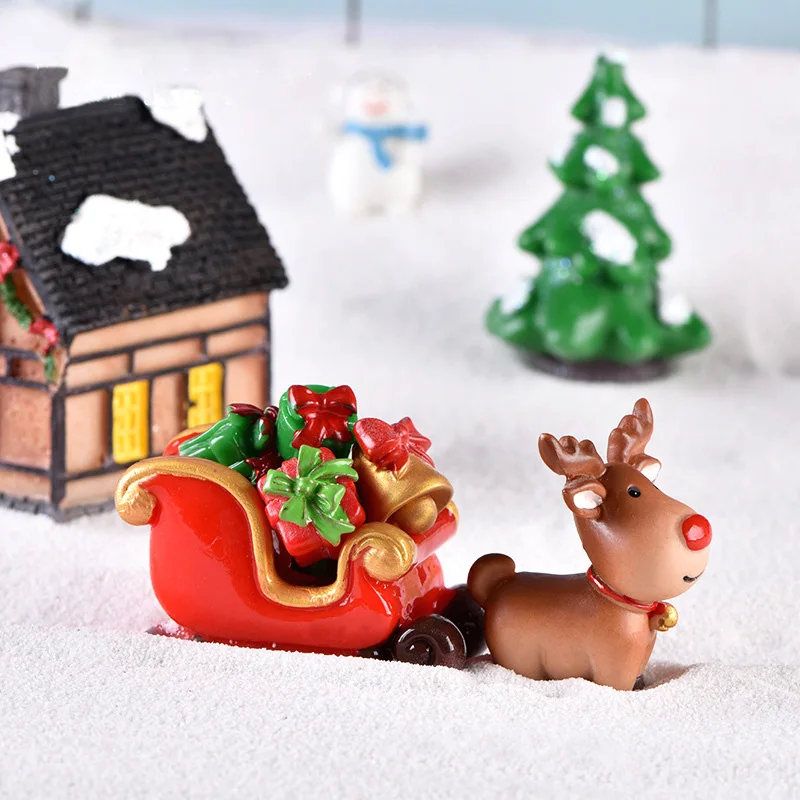 New Christmas Miniature Figurine Santa Tree Deer Snowman Model Dollhouse Animal Home Fairy Garden Decoration Accessories Modern
