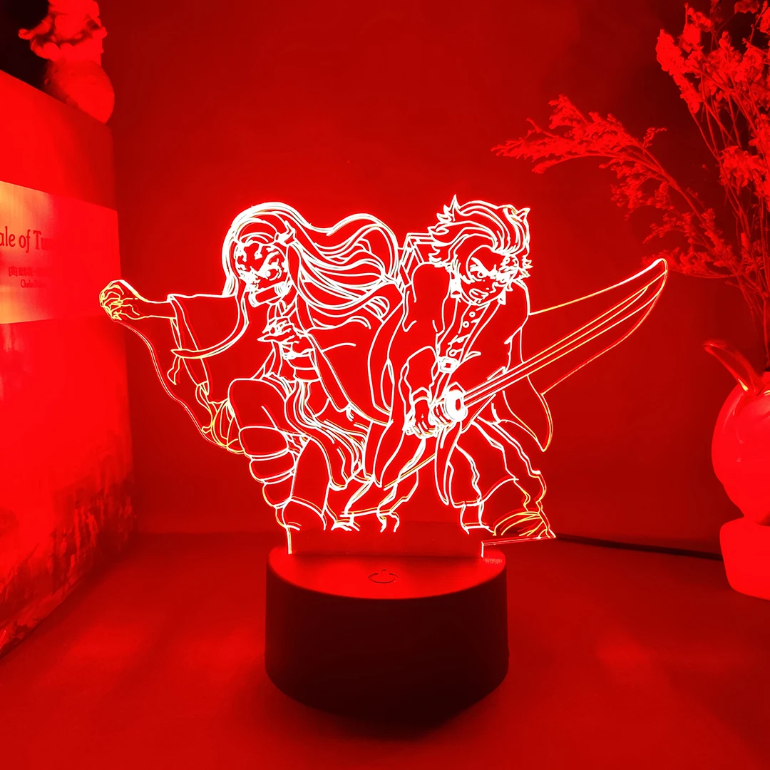 Kimetsu No Yaiba Figura LED Kamado Tanjirou Lampada 3D Anime Demone USB Luce notturna Cose fresche per l'arredamento della camera Regalo di Capodanno per i bambini