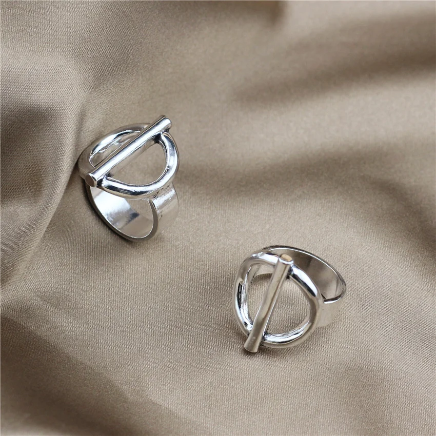 ANSLOW Fashion Jewelry Accessories Antique Silver Plated Geometric Irregularity Round Opening Size Finger Ring Charms LOW0091AR