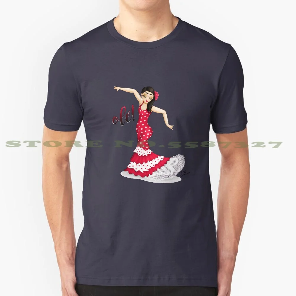 Flamenco Dancer! Olé 100% Pure Cotton T-Shirt Ori Chalbaud Ole Guapa Bailaora Espa?A Spain Spanish Dancer Dance Illustration