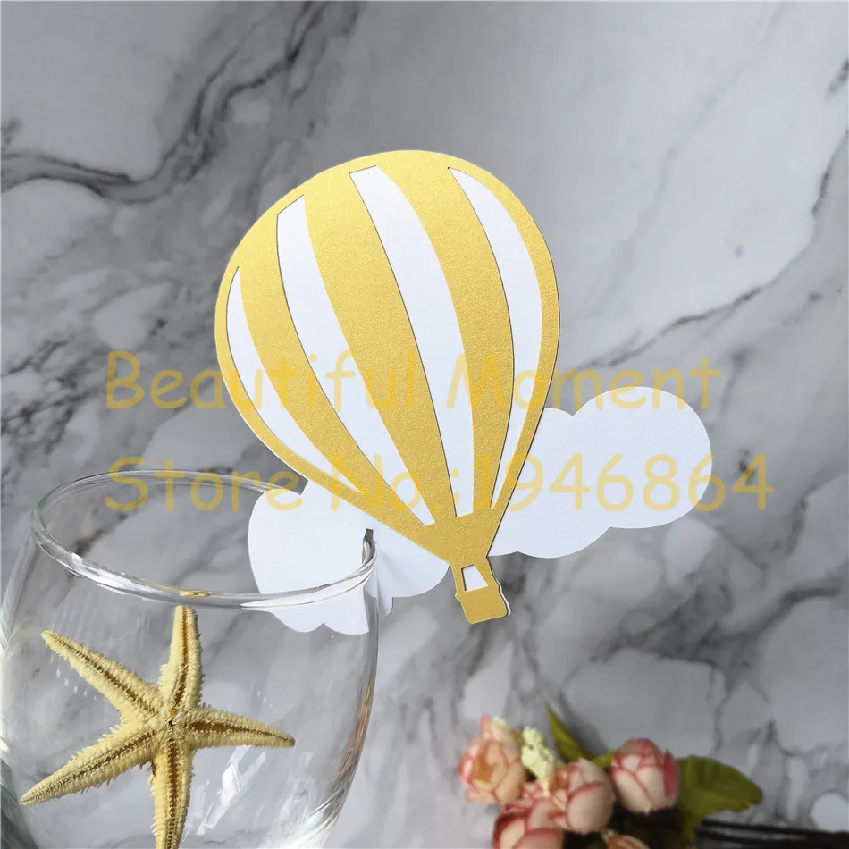 50pcs Cloud Balloon Design Wine Glass Cup Paper Place Cards Birthday Party Decoration Kids Wedding Party Name Cards Party Favors