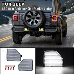 For 2018 2019 2020 Jeep Wrangler JL Clear Lens LED Side Mark Light LED Rear Bumper Reflector White Tail Lamp 2Pcs