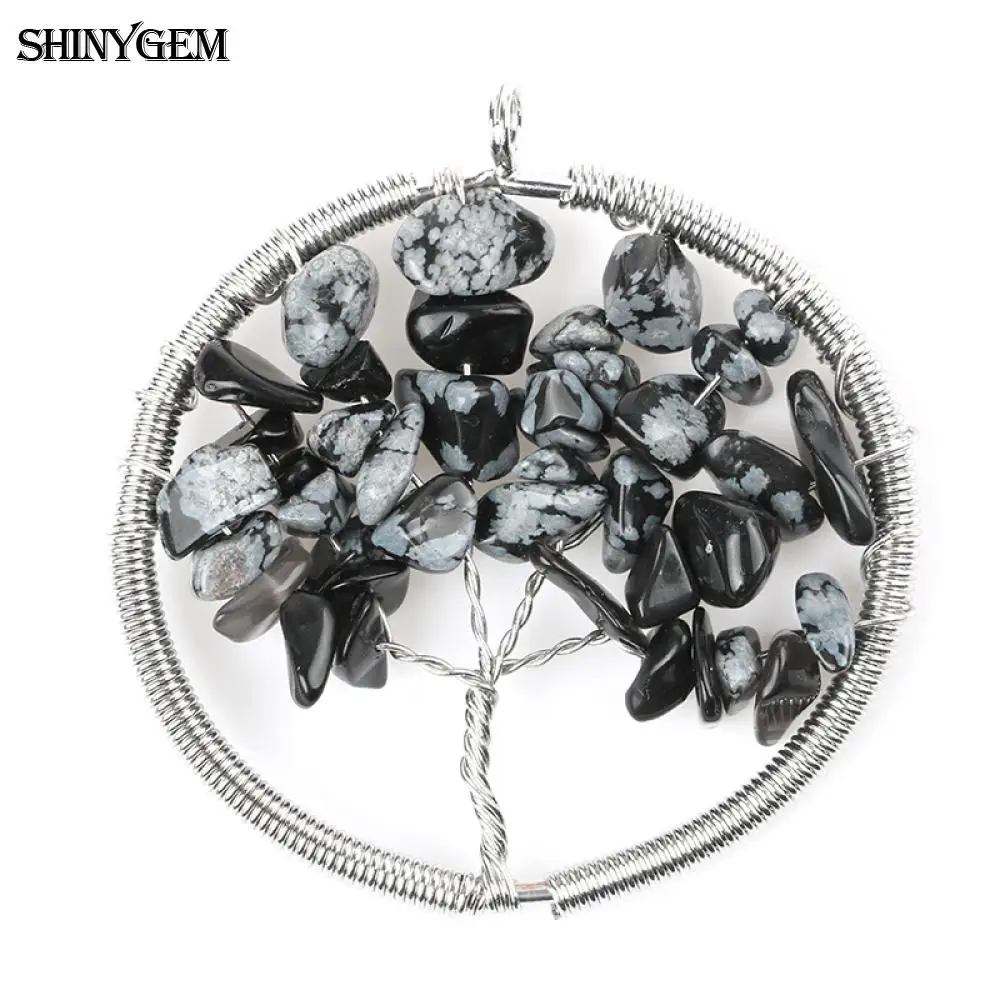 ShinyGem الفولاذ المقاوم للصدأ سلك التفاف سحر جوهرة الحجر الطبيعي شجرة الحياة المعلقات لصنع المجوهرات بسيطة كريستال عقد دي اي واي