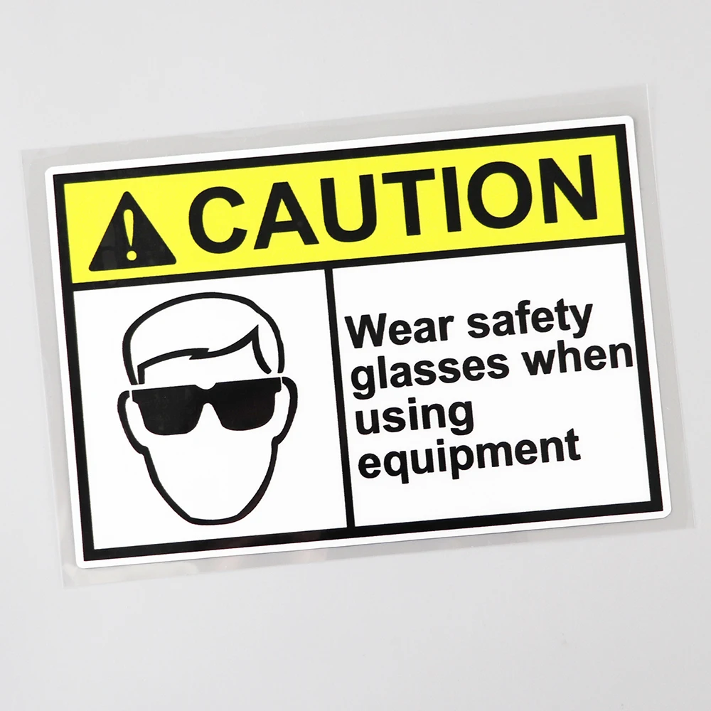 YJZT 13.3CM×8.9CM Warning Wear Safety Glasses Decal PVC Car Sticker 12C-0009