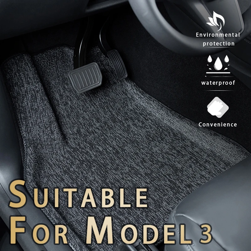 All Weather Polyester Fabric Floor Liners for Tesla Model Y Juniper Launch Model 3 Highland Floor Mats Left Right Hand Drive Mat