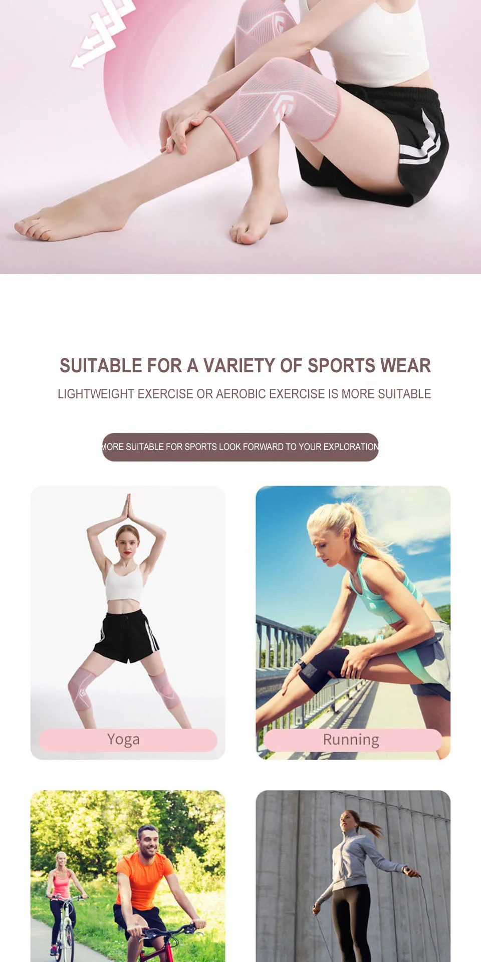AOLIKES 1PCS Kniebandage Unterstützung für Arthritis Gelenk Nylon Sport Fitness Kompression Ärmeln Knieschoner Radfahren Laufen Schutz – Detail 5