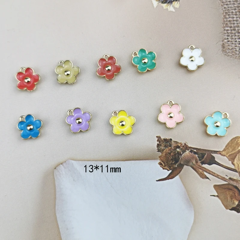 ApeUr 20pcs Alloy Drop Oil Mini Flowers Pendant Charms Colorful DIY Earrings Accessories Bracelet Floating Jewelry Making