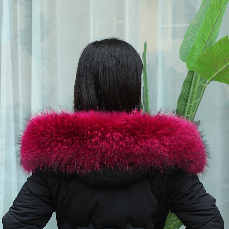 2020 new winter super real raccoon fur collar unisex coat colored fur collar