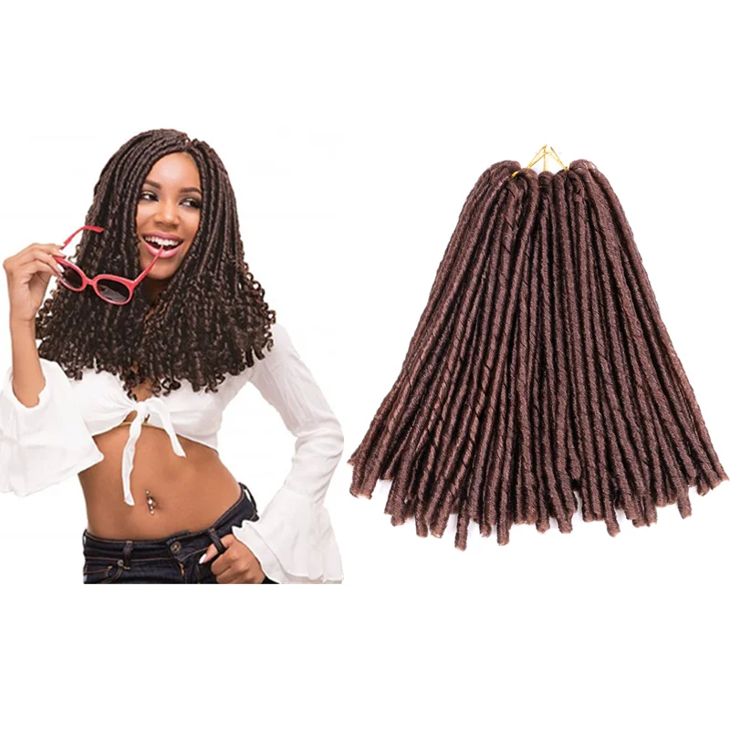 Hywamply 14inch Soft Dreadlocks Crochet Braids Synthetic Braiding Hair Extensions Brown Bug Streak Nina Softex Faux Locs 70g