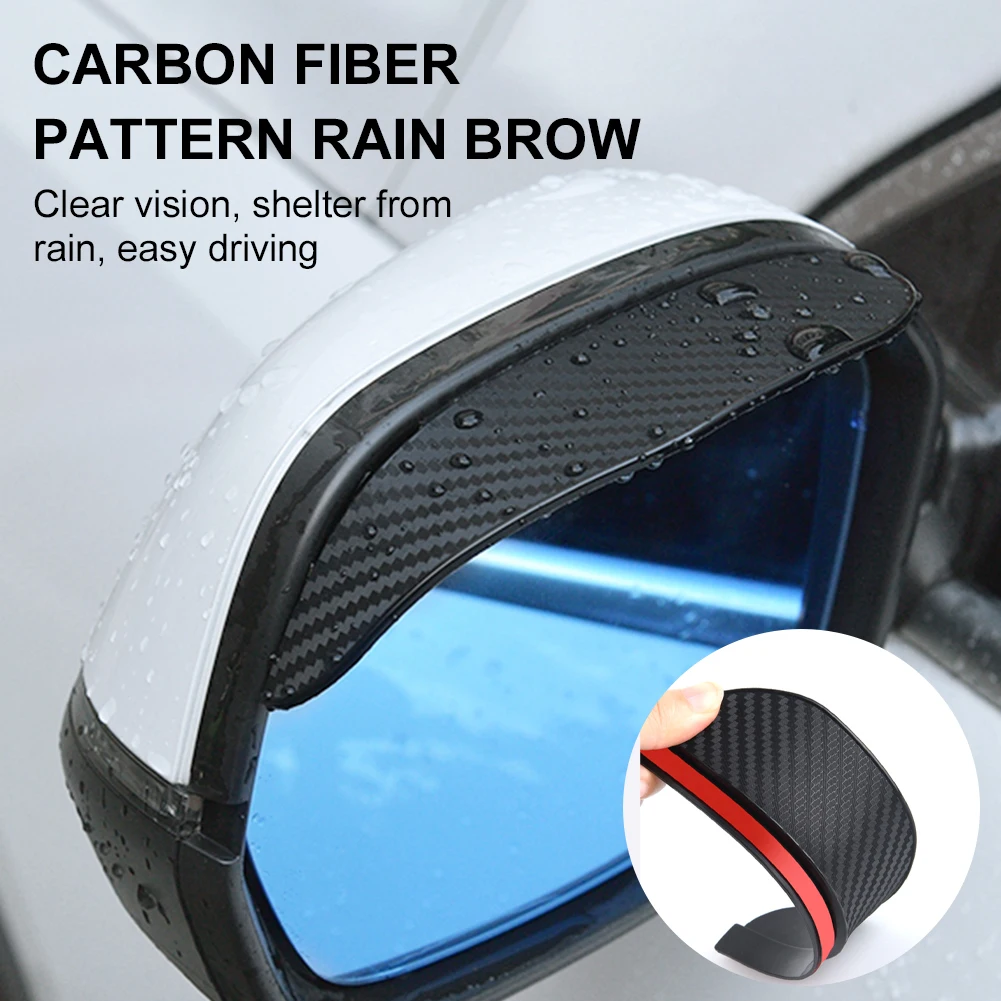 Universal Car Rear View Mirror Rain Cover Sun Visor Car Rain Eyebrow Carbon Fiber Side View Mirror Rainproof Auto Accessories
