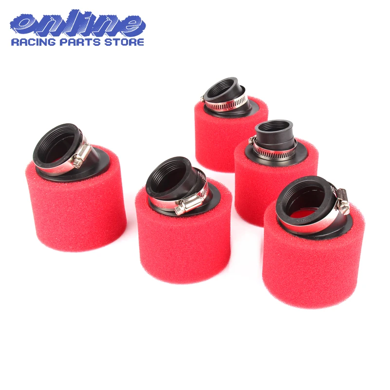 Motorcycle red bent Air Filter 35mm 38mm 42mm 45mm 48mm Sponge Cleaner Moped Scooter CG125 150cc Dirt Pit Bike