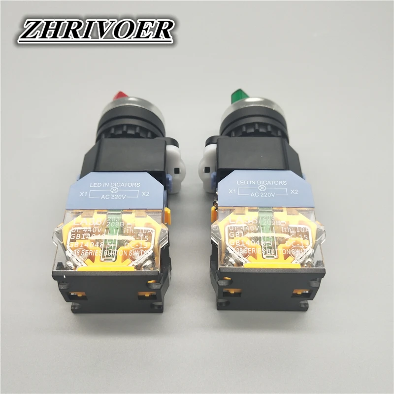22mm LA38-11XD/2 LA38-20XD/3 노브 스위치 라이트 자동 잠금 선택기 스위치 2/3 위치 10A/440V 로터리 스위치