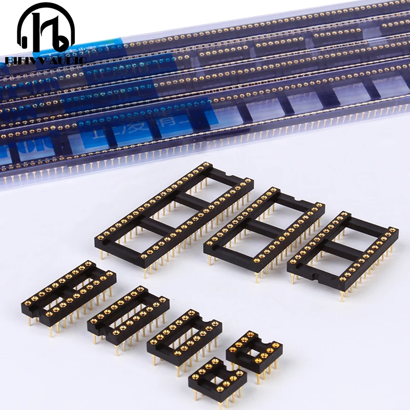 hifi 8P/14P/16P/20P/24P/28P/40P DIP8 IC socket op amp socket gold base Seat Import gold plating 10 pcs 8-pin feet IC chip socket