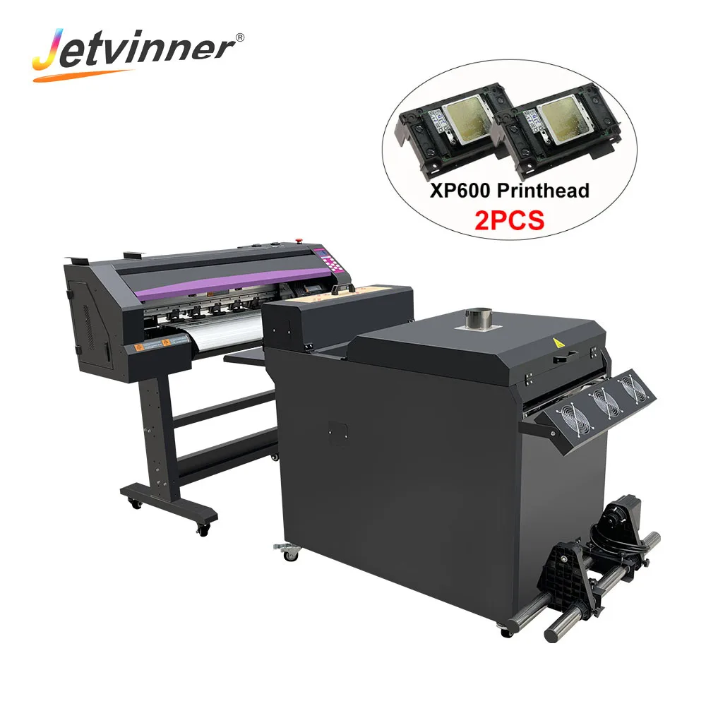 Jetvinner A1 60cm DTF Printer With Double XP600 Print Head With Powder Shaking Machine For T-shirt Printing Machine DTF Printer