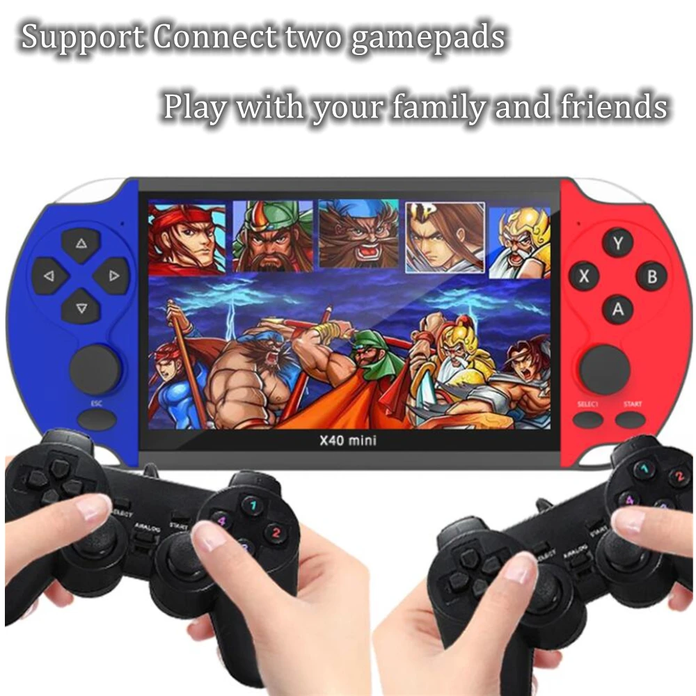 X40 mini 6.5 polegada tela portátil handheld game console 8g/32gb 5000 jogos para mega drive/snes suporte vídeo/música/foto/tv para fora