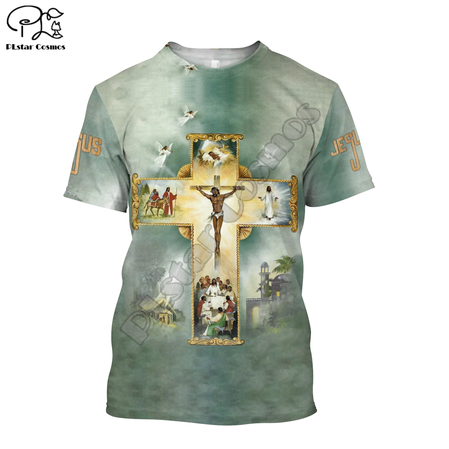 PLstar Cosmos Christian Catholic God Jesus Lion Retro Bible Art 3DPrint Streetwear Summer Casual Funny Short Sleeves T-Shirts C1