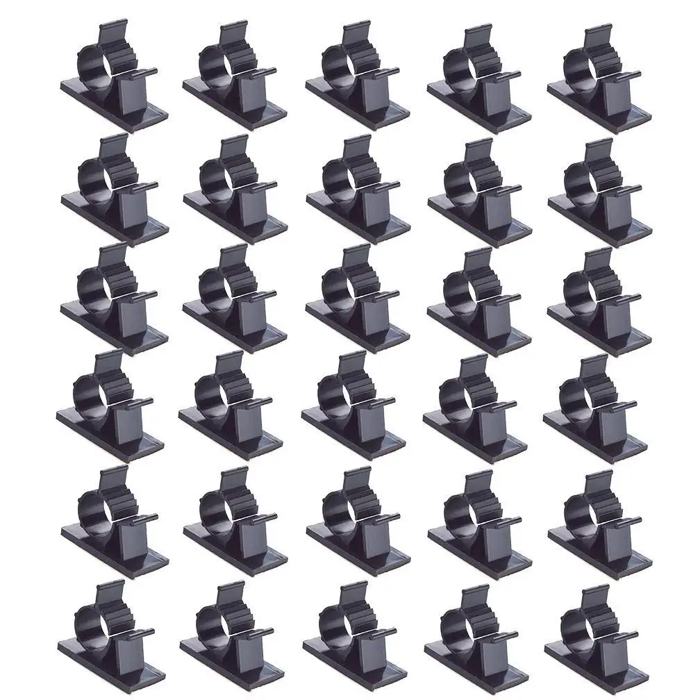 30 Pcs Black Clips Self Adhesive Backed Nylon Wire Adjustable Cable Clips Adhesive Cable Management Drop Wire Holder 0810