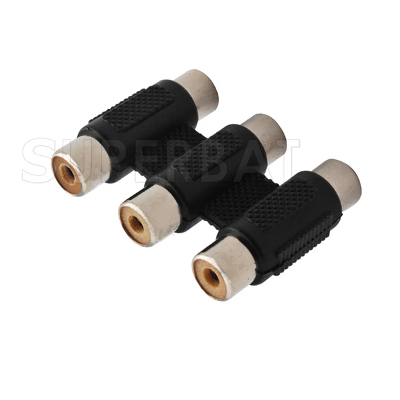 Superbat 3 RCA AV Audio Video Jack to Female Coupler Extender Adapter Cable Component RF Connector