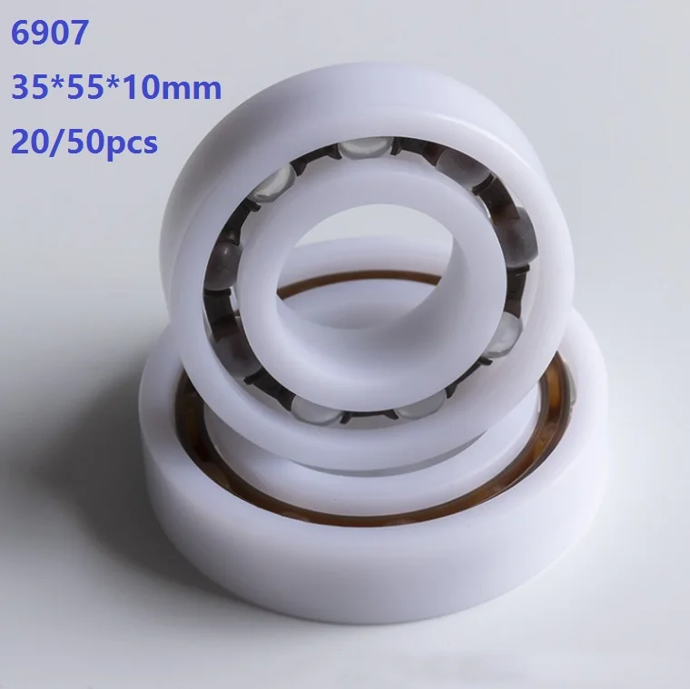 

20/50pcs 6907 35*55*10mm POM bearing Pom Plastic Deep Groove Ball Bearing with Glass balls Nylon Cage deep groove 35×55×10mm