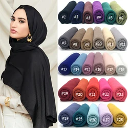 Plain Jersey Hijab Schal Weiche Elastische Muslimische Frauen Baumwolle Modal Lange Schals Stirnband Turban Schal Islamischen Kopftuch Kopf Wraps