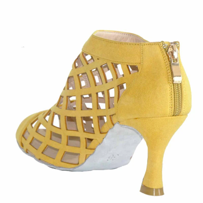 Customized Practice Women Dance Boots Yellow Nubuck Latin Salsa Ballroom Tango Shoes High Heel Girls Party Dancing Boot Shoes