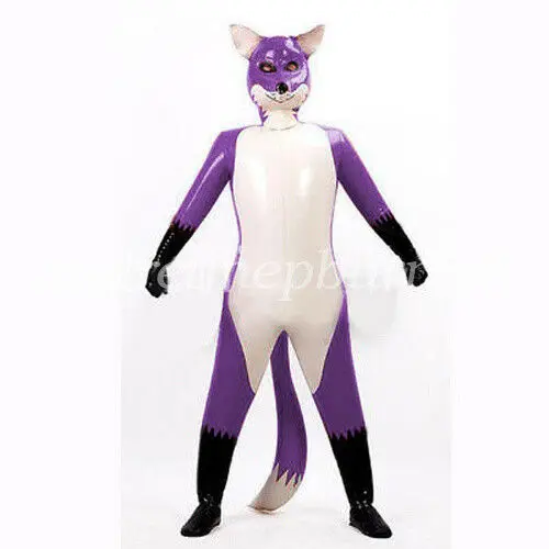 

Latex Rubber Catsuit Mystery Inflatable Little Fox Bodysuit Mask Size XXS-XXL