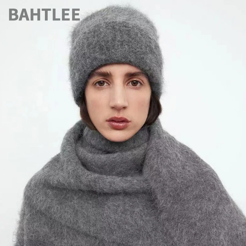 BAHTLEE-Women\'s Alpaca Hair Knitted Hat, Caps, Warmer, Winter