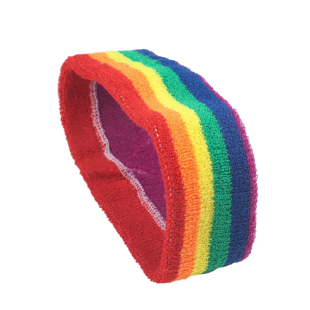 Hot Fashion Women Men Colorful Rainbow Headband Yoga Run Wide Elastic soft Headband Hair Accessories Casual Head Wrap