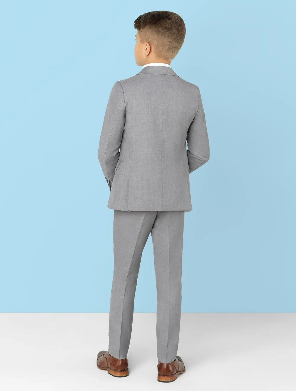 2022 Light Grey Notch Lapel Kids Suits For Wedding Children Groom Wear 3 Pieces Set Boy's Formal Prom Suits (Jacket+Pants+Vest)