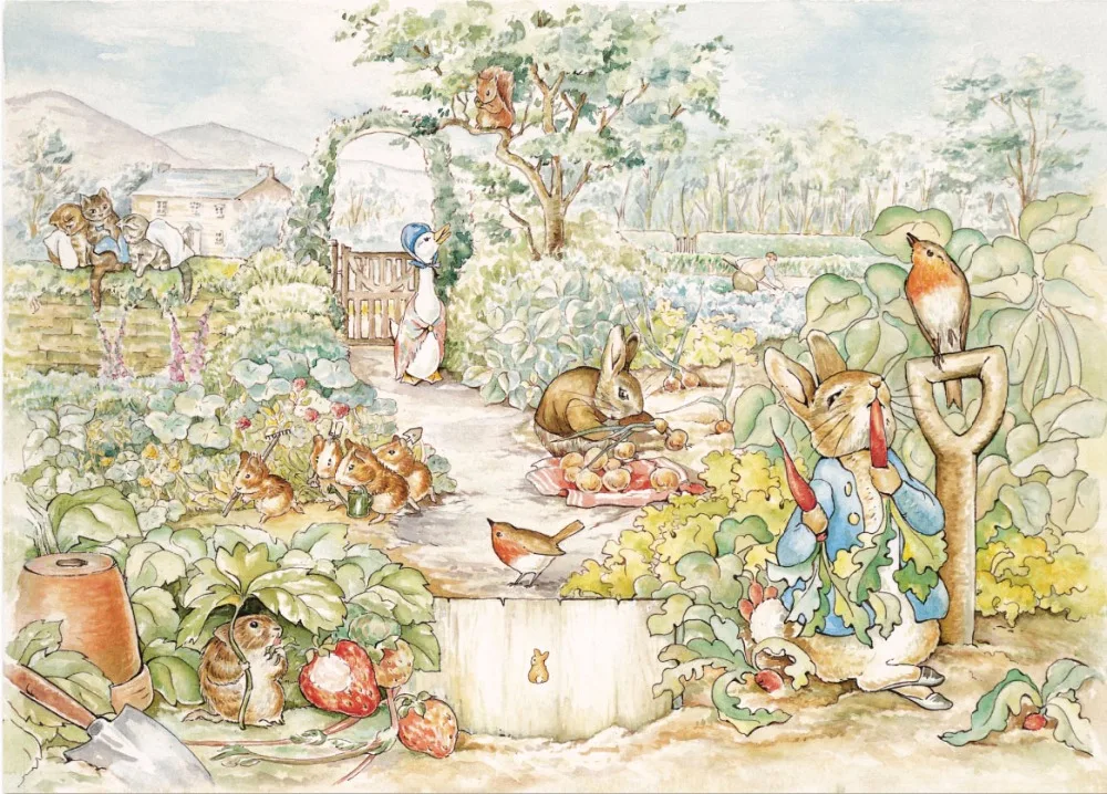 Cartoon Achtergrond Voor Foto Konijn Peter Met Zijn Dier Vrienden 7x5ft Voor Pasgeboren Moestuin Vinyl Achtergrond