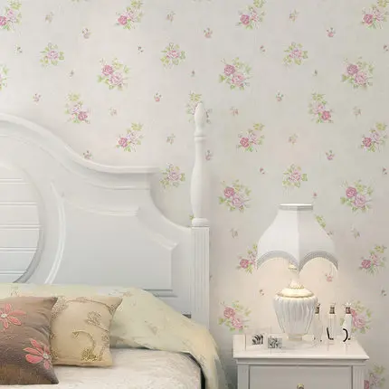 

Garden Floret Broken Flower Korean Non-Woven Wallpaper Bedroom Background Sitting Room Pink Blue Wall Paper Ro