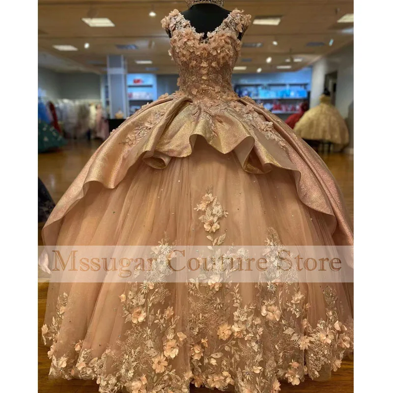 2022 Cinderella Quinceanera Dresses Off Shoulder Appliques Flowers Celebrity Dresses Ball Gown Robe De Bal