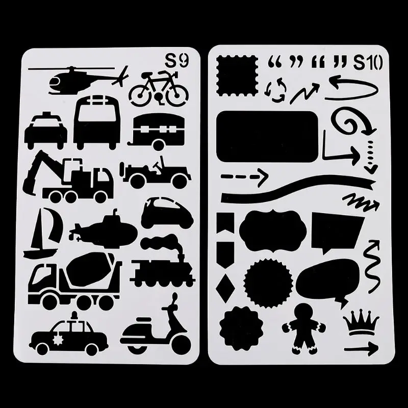 24pcs/set Journal Border Drawing Template Ruler Stencil Painting Board DIY Album
