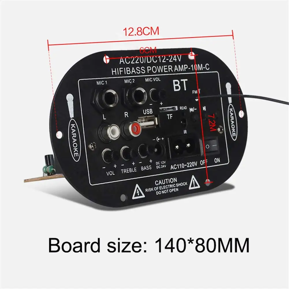 Woopker Digital Bluetooth Stereo Amplifier Board Subwoofer Dual Microphone Karaoke for 8-10 Inch Speaker 110V 220V 12V 24V