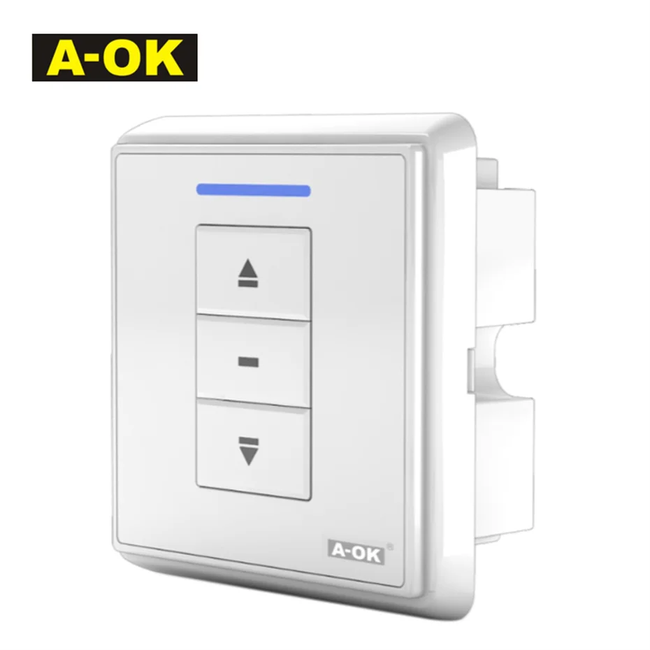 A-OK AC227-1 Single Channel Wall Switch for A-OK 4 Wire Curtain Motor,with External RF433 Receiver,230V/120V Option