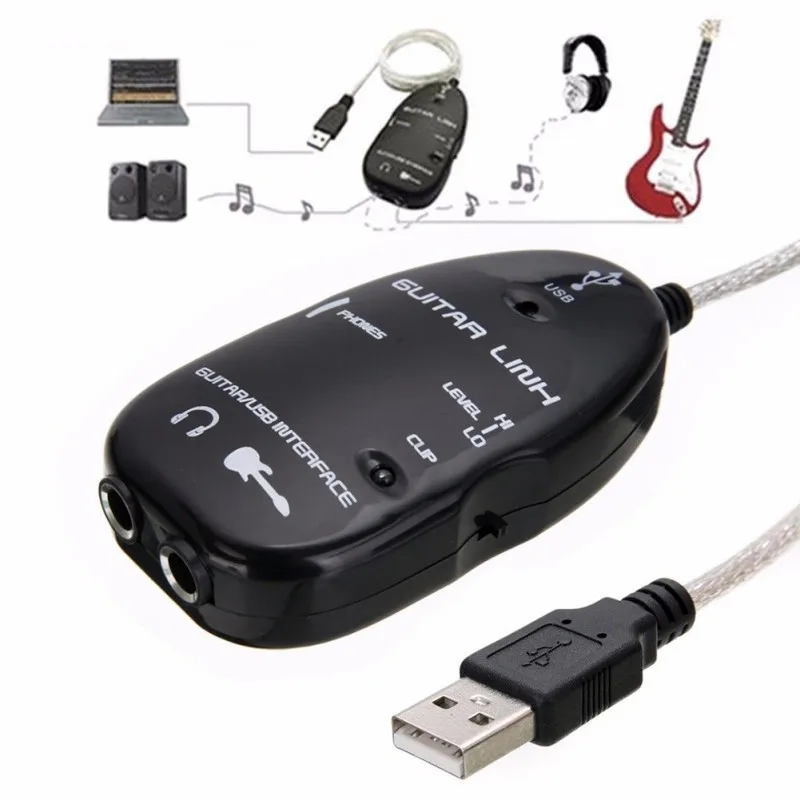 Hot Sale Guitar Cable Audio USB Link Interface Adapter MAC/PC Music Recording Accessories For Guitarra Players Gift Wholesale