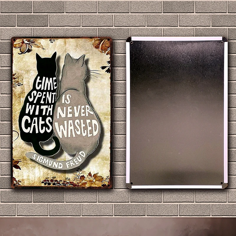 [ Kelly66 ] Pets Sewing And Black Cats Coffee Bath Soap Get Naked Tin Metal Sign Home Pub Bar Decor Painting 20*30 CM Size Dy213