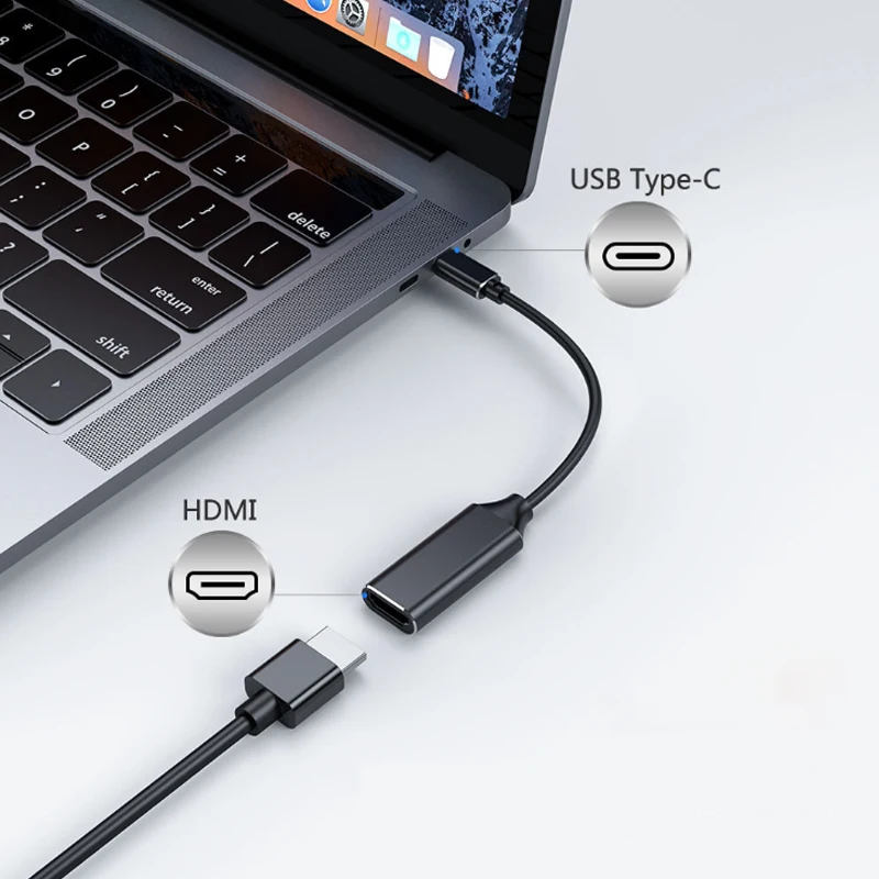 Adaptateur de câble USB type-c vers HDMI 4K 30Hz, pour MacBook, Samsung, Huawei, téléphones, tablettes et ordinateurs portables