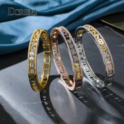 DOREMI Iced Out Slide Bangle with Letters Custom Bangles Detachable Charms Personalized Bangles Women Custom Name Bracelets Gift