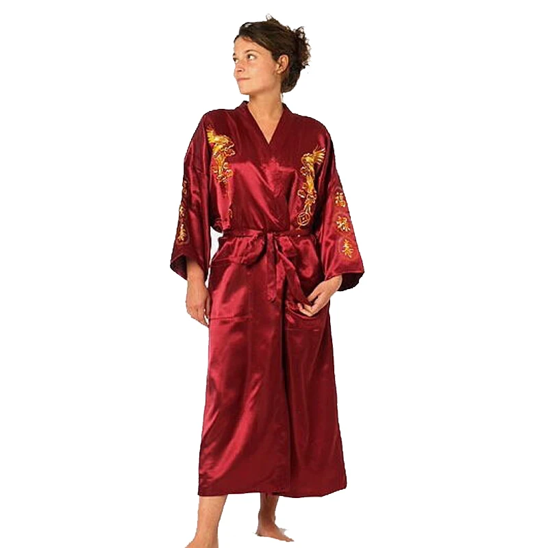 Young Lady Embroidery Dragon Robe Nightwear Sexy Loose Comfortable Bathrobe Sleep Dress Plus Size 3XL Softy Home Dressing Gown