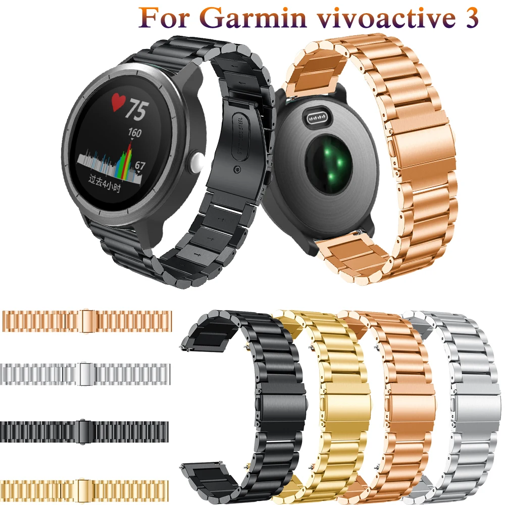 20mm fashion Stainless steel Strap for Garmin Vivoactive 3 4 Watch band Strap for Garmin Vivoactive3 HR/ Forerunner 645 bracelet