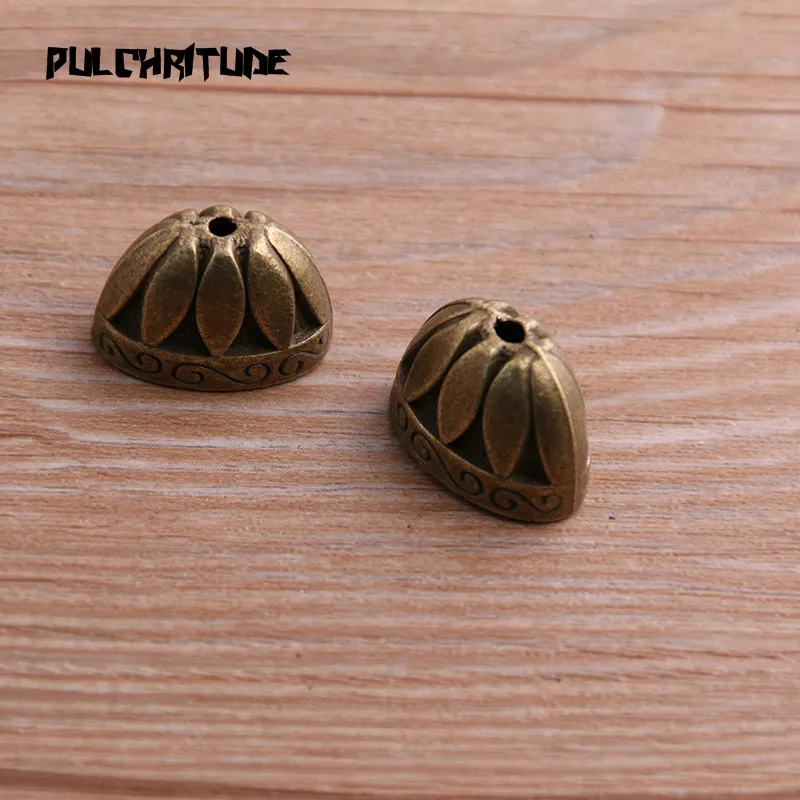4pcs 12*13*20mm Two Color Receptacle Hollow Flower Hat DIY Spaced Jewelry Accessories Charms For Jewelry Making