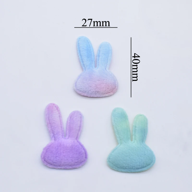 50Pcs 27*40mm Soft Plush Furry Rabbit Applique for DIY Headwear Hair Clip Bow Decor Accessories Clothes Hat Shoes Sewing Patches