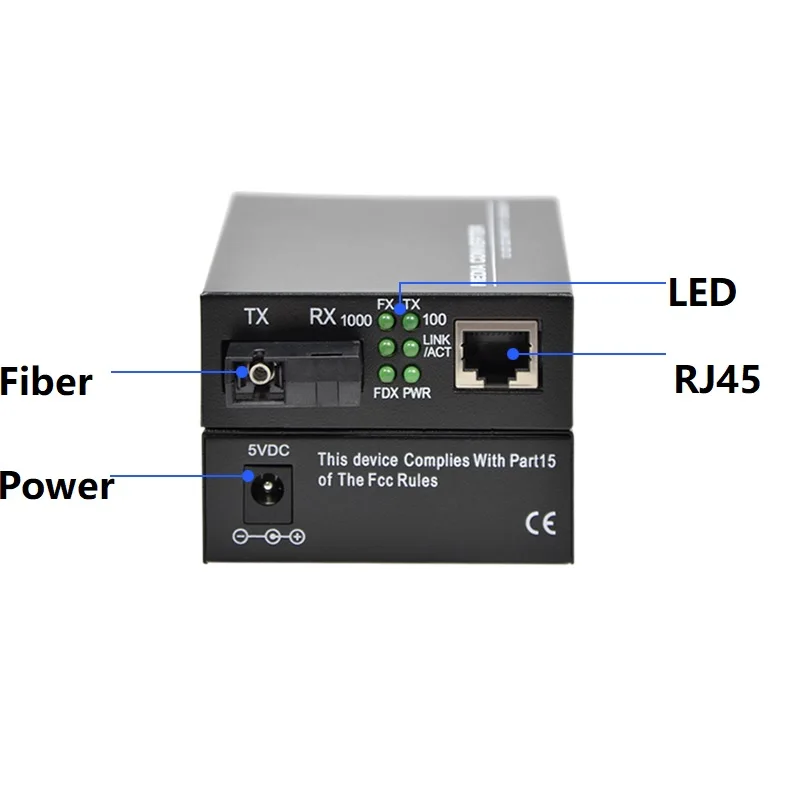 1คู่100/1000M Fiber Optic Transceiver 1พอร์ตไฟเบอร์1 RJ45พอร์ต A และ B 3Km หรือ20Km Single-Mode Fiber Media Converter