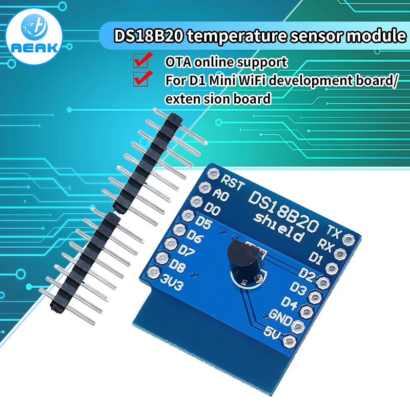 Módulo DS18B20 para D1 MINI DS18B20 Módulo de sensor de medición de temperatura para AEAK d1 mini